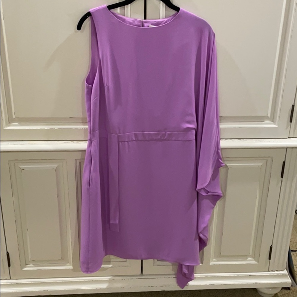Halston NWOT Purple Dress Sz 4 One Sleeve